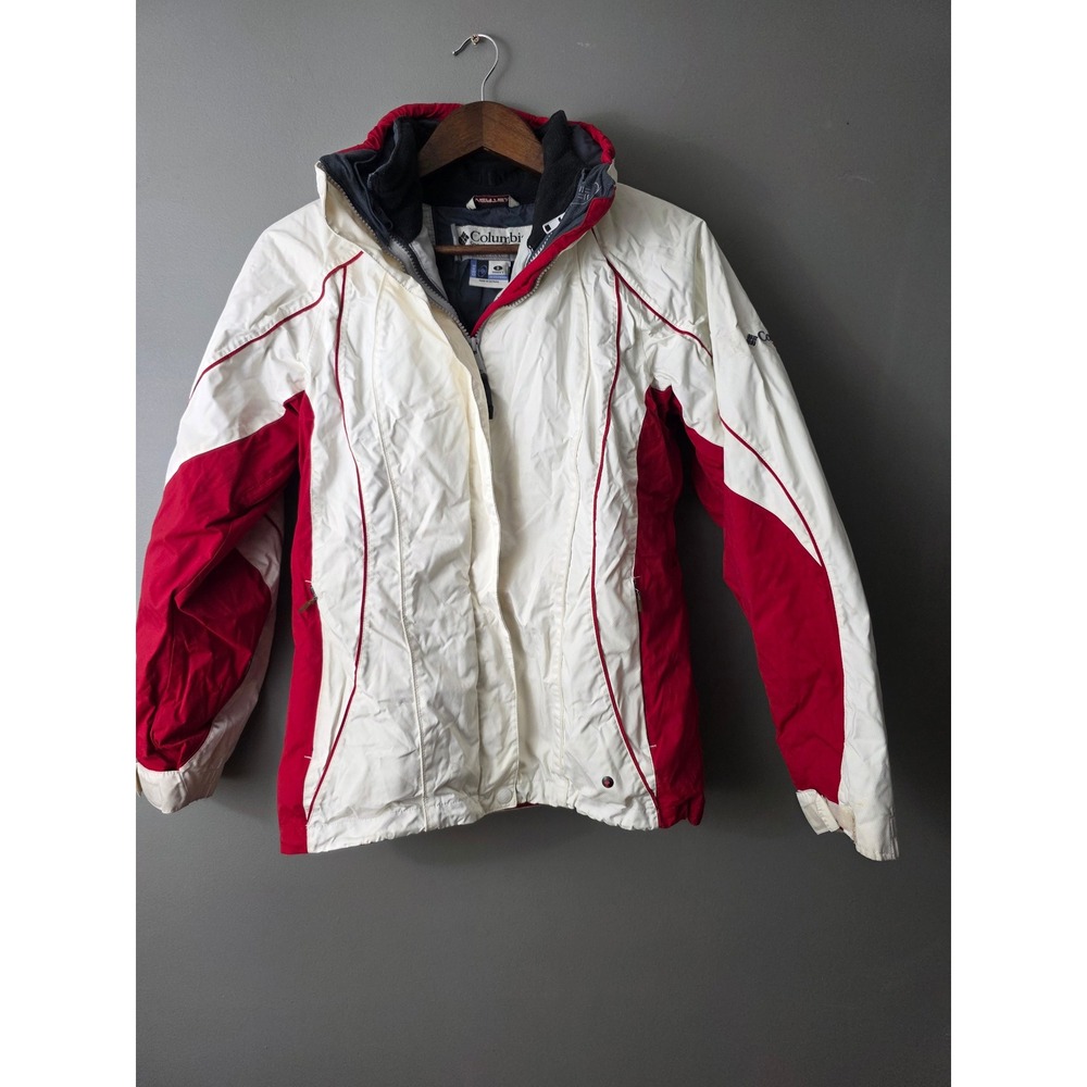 Columbia Vertex Women Small White Red Interchange Ski Jacket Gorpcore SL6052